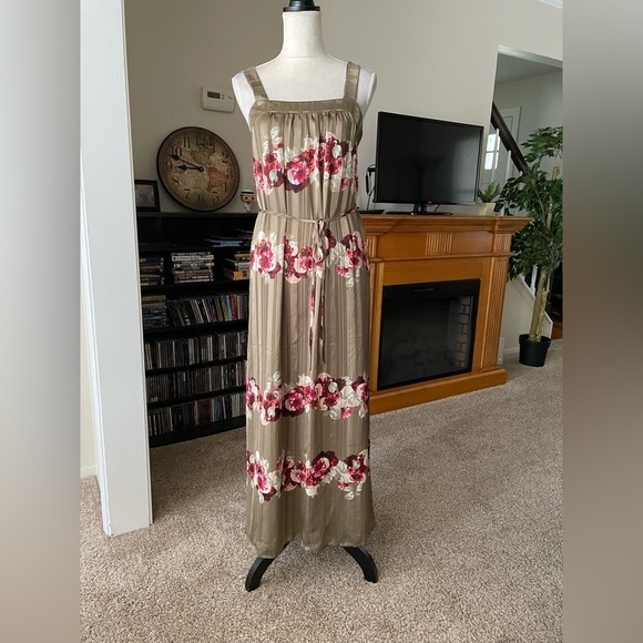 Banana Republic Floral Print Peasant Maxi Dress Size 0 Resort Wear Whimsigoth - Picture 3 of 12